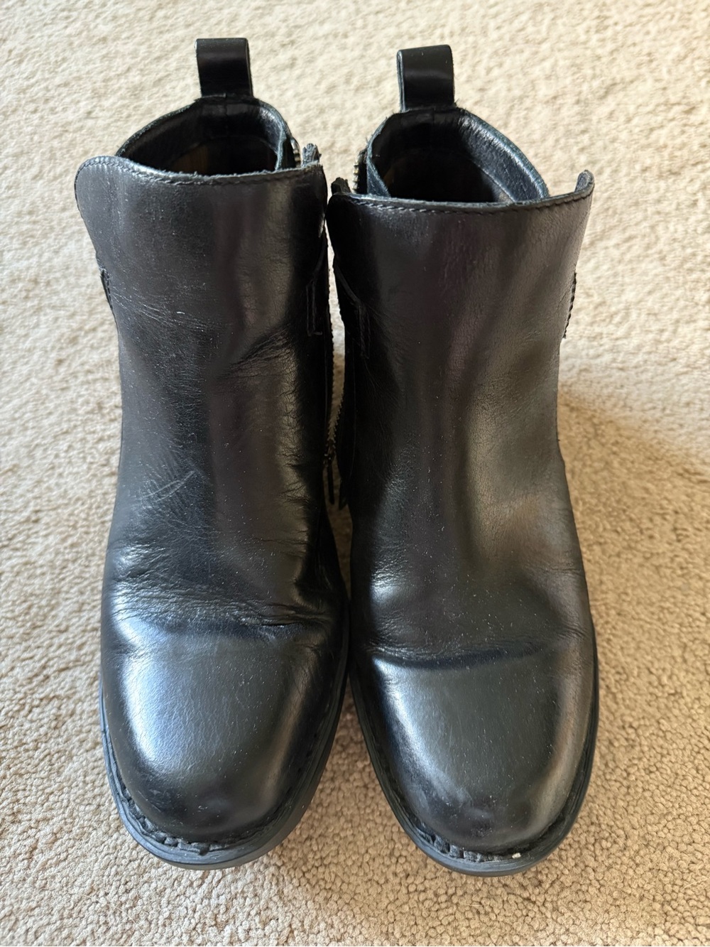 Born Black Leather Ankle Boots with Side Zip & Buckle Detail - Women size 8 - Picture 5 of 6